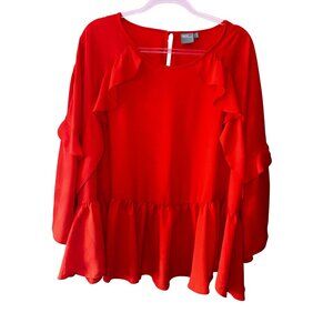 Asos Orange Ruffled Blouse Plus Size 20 Boho Romantic Statement Top Hippie Shirt